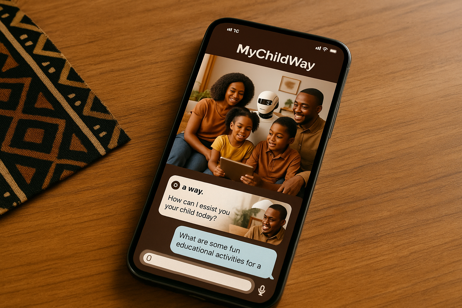 MyChildWay mobile app interface showing family